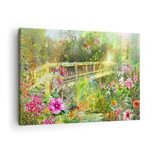 ARTTOR Lienzos decorativos Puente parque flor primavera Cua…