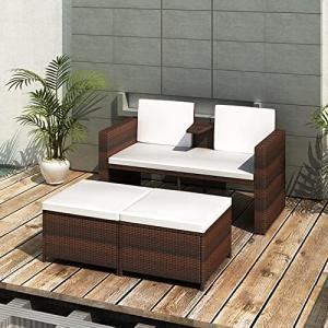 MOONAIRY Set Muebles de jardín 4 Piezas y Cojines, Sofa Y S…