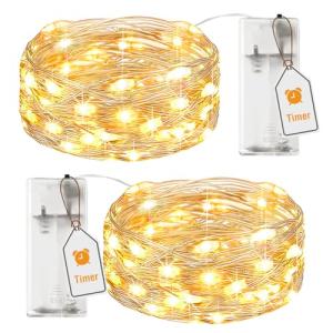 btfarm 2 Paquete Guirnalda Luces Pilas con Temporizador, 2M…