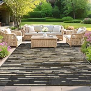 SHACOS Alfombra Exterior Terraza 180x270cm de Plástico Reve…