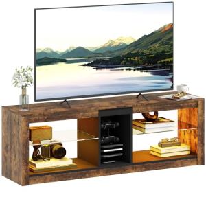 HOMCOM Mueble TV con luces LED y mando a distancia, mueble…