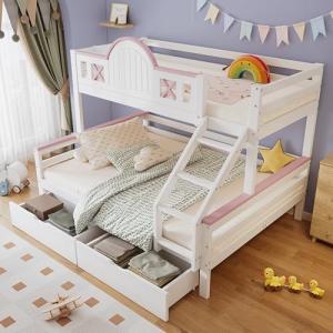 Zravenna Cama alta para 2 niños, 90 x 200 cm y 140 x 200 cm…