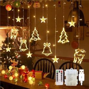 FemKey Cortina de Luces Navidad 3.5M 120 LED Luces Cadena d…