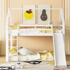 Moimhear Cama de matrimonio para niños, cama litera con tob…