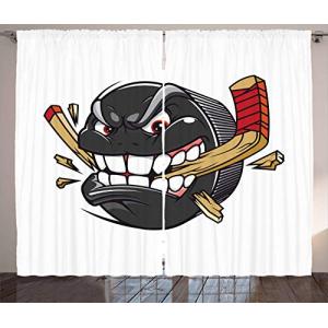 ABAKUHAUS Hockey Cortinas, De Dibujos Animados Puck Bites P…