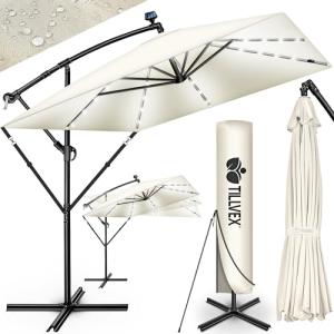 tillvex® Sombrilla de Jardín Rectangular Ø 330 cm con Maniv…