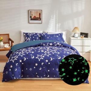 Juego de Funda de edredón Galaxy Que Brilla en la Oscuridad…