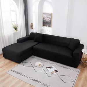 Fundas de sofá elásticas universales, color sólido, blanco…