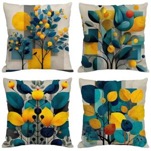 Fundas Cojines 70x70 cm Juego de 4 Azul Cojines Exterior Im…