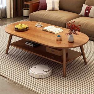 Mesa de Centro Madera de 2 Niveles, Mesa Centro Ovalada con…