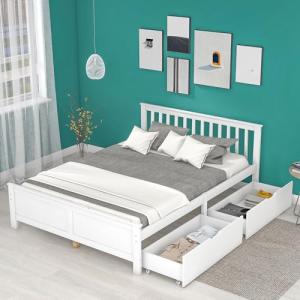 Moimhear Cama de madera de matrimonio, cama juvenil, cama d…
