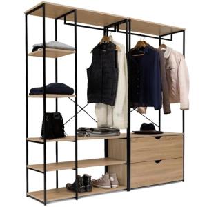 IDMarket – Vestidor modulable doble armario estantes y 2 ca…