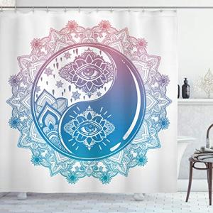 ABAKUHAUS Ying Yang Cortina de Baño, Ying Yang Mandala asiá…