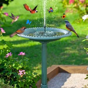 Fuente solar vertical para pájaros 2 en 1, comedero para pá…