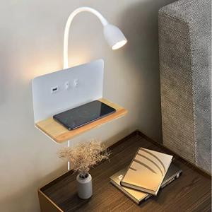 Blanco Lámpara de pared Junto a La Cama con Cargador Inalám…