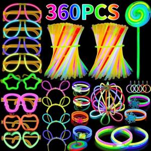 Shrubz 360PCS Pulseras Luminosas Fluorescentes, Barras Lumi…