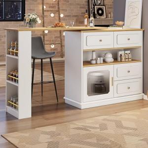 Easexcy Mesa de bar extensible con espacio de almacenamient…