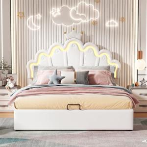Moimhear Cama plana de 140 x 200 cm, cama tapizada, cama de…