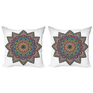 ABAKUHAUS Mandala Set de 2 Fundas para Cojín, Modelo Colori…