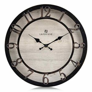 Lafocuse Reloj de Pared Marrón Vintage, Numeros 3D Reloj Ru…