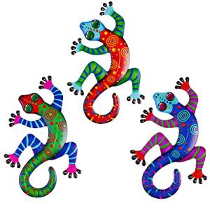 OFFCUP Metal de Gecko, 3PCS Arte de pared de metal Gecko, E…