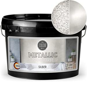 My COLOR Room Pintura de pared metálica (plata, 2500 ml), e…