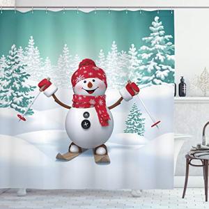 ABAKUHAUS Navidad Cortina de Baño, Esquí del muñeco de árbo…