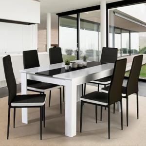 IDMarket – Conjunto de mesa de comedor Georgia 140 cm blanc…