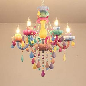Lámpara de araña colgante de cristal de colores, 6 luces, l…