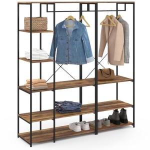 IDMarket - Vestidor modulable Hawkins XXL madera oscura dis…