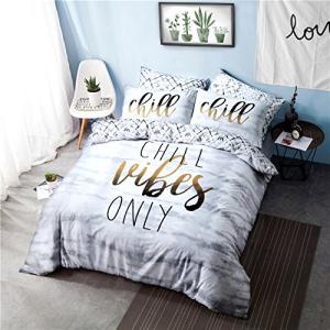 Sleepdown - Juego de Funda de edredón Reversible con Frase…
