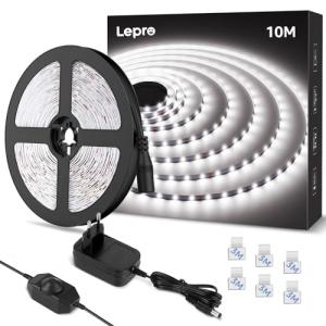 Lepro Tira LED 10M Blanca Fría 6000K, Luces LED Habitación…