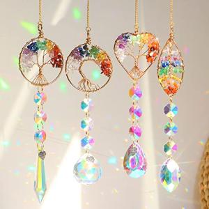Atrapasoles Cristal,4 Piezas Hojas de la Luna Crystal Sunca…