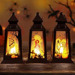 3 Piezas Decoracion Halloween Exterior Lampara, Velas Calab…