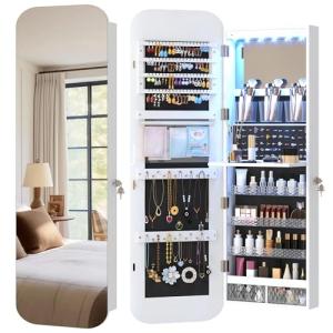 Vlsrka Oval Armario Joyero con Luz, LED Armario Espejo Joye…