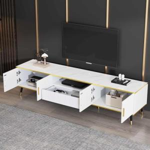 Sweiko Mueble de TV blanco de 200 cm con estantes ajustable…