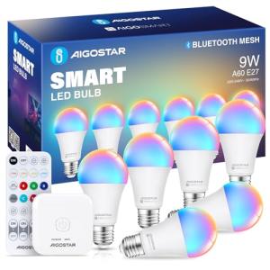 Aigostar Mesh- Bombilla inteligente Bluetooth Mesh, A60. 27…