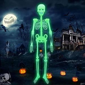 Leonshco Decoración de Halloween Adorno de esqueleto fluore…