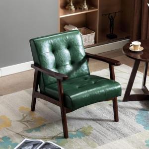 HomeMiYN Sillón Retro de Madera Maciza para Salón - Tapizad…