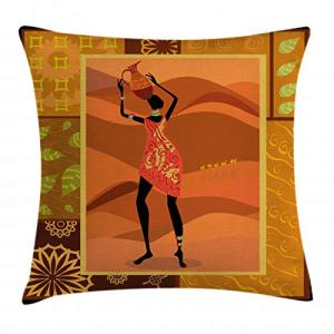 ABAKUHAUS Mujer Africana Funda para Almohada, Muchacha Nati…