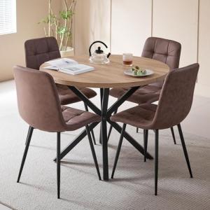 DEYARNA HOME Juego de Comedor Mesa Redonda 100cm y 4 Sillas…