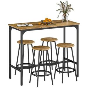 HOMCOM Conjunto Mesa Alta de Cocina con 4 Taburetes, Mesa d…