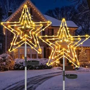 Joycome Luces Navidad Exterior Solares, 2 Piezas 75 LED Est…