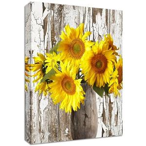 Girasol Amarillo en Florero Marco de madera Cuadros Moderno…