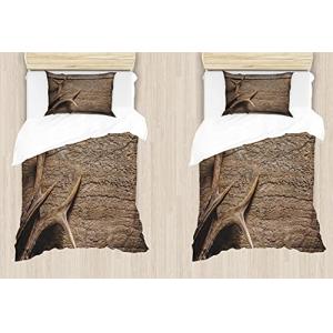 ABAKUHAUS Cornamenta Funda Nórdica Juego de 2, Madera de Cu…