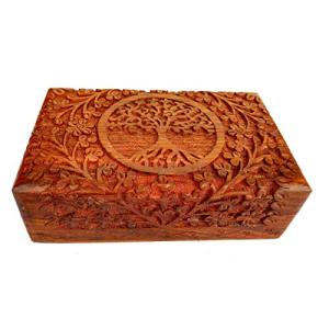 Ajuny Cofre del Tesoro Decorativo de Madera Tallada a mano…