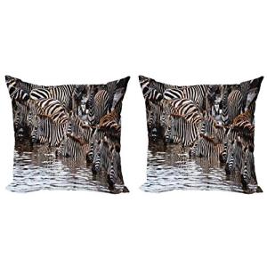 ABAKUHAUS Africano Set de 2 Fundas para Cojín, Cebra Ñu Reb…