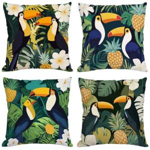 Fundas Cojines 70x70 cm Juego de 4 Verde Cojines Exterior I…