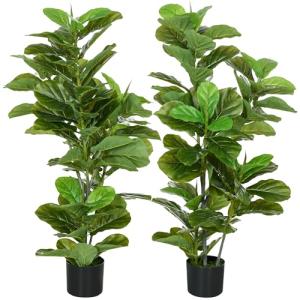 HOMCOM Conjunto de 2 Plantas Artificiales Decorativas 110x1…