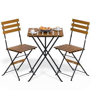 CASARIA® Set Muebles de Balcón 3 Pzs Mesa 2 Sillas Jardín P…